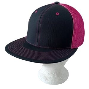 Pacific Headwear D Series 405 Trucker Hat Small - Medium Flexfit Pink Grey